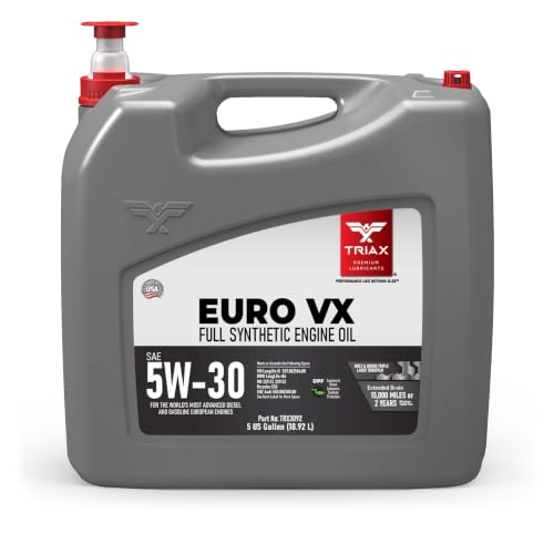 TRIAX Euro VX 5W-30 Full Synthetic Ester, Compatible with VW 507.00/504.00, VW Audi 502.00, 505.01, BMW LL-04, Porsche C30, ACEA C3, Mercedes 229.51, 229.5, 229.31 (5 Gallon) - size: 5 Gallon