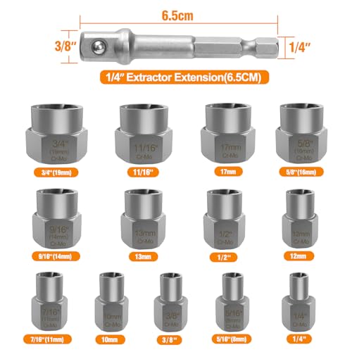 Eapele Bolt Extractor Set, Stripped Nut Remover Twist Sockets, Fit 3/8" Square Drive with Solid Storage Case(49pcs, Black) - size: 49pcs