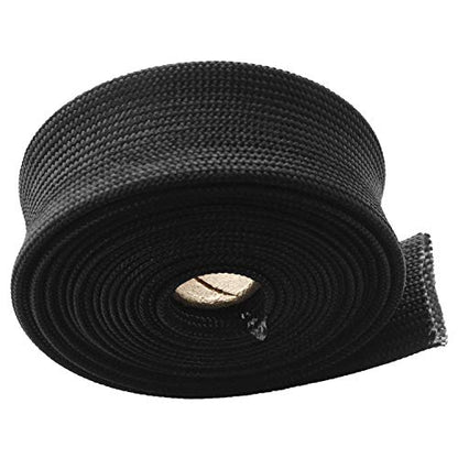 Fiberglass Heat Wrap Wire Shield Sleeve- 1" IDX 10' Adjustable Black Exhaust Heat Shield Spark Plug Wire For Car&Auto Wire Loom Brake Line Cable - size: 1" IDX 10'