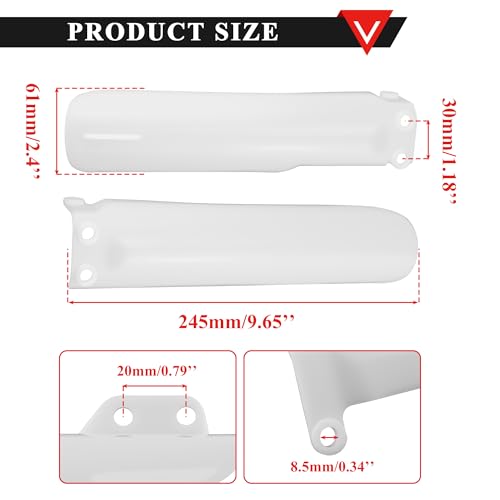 PRO BAT 245mm/9.6'' Front Fork Guard Fender Protector - color: White, size: 245mm/9.6''