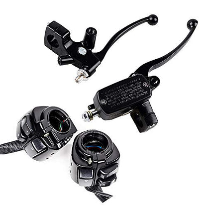 2X Switches Control with Wiring Harness and Left Right Master Cylinder Reservoir Brake Lever Compatible with 1996-2012 Harley Softail Dyna Sportster V-Rod 1 inch Handlebar - color: Black, size: Handlebar Switch + Brake Levers