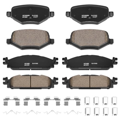 Front & Rear Ceramic Brake Pads Set for Ford Explorer/Flex/Taurus & Lincoln MKS/MKT [Excluding Heavy Duty Brakes] - style: HZ1508+HZ1377