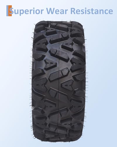 GarveeTech Set of 4 ATV/UTV All-Terrain Tires 25x8-12 Front & 25x10-12 Rear, 6 PR Tubeless, Off-Road Mud/Sand/Rock Performance, Rims Not Included - size: 25x8-12 & 25x10-12, style: Pattern A