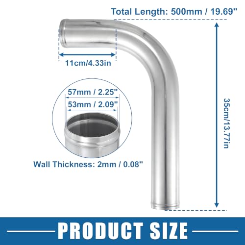 90 Degree L Shape Bend Elbow Intercooler Pipe 2.25" OD 57mm OD - size: 57MM/2.25INCH OD