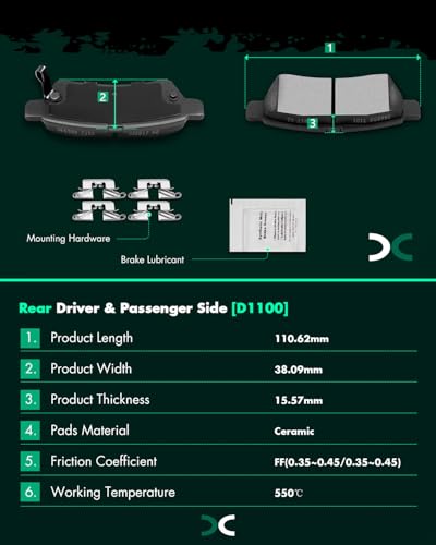 SCITOO Disc Brake Pads Sets 8PCS Fit For Nissan For Frontier 2005-2018 - size: Front D1094 & Rear D1100