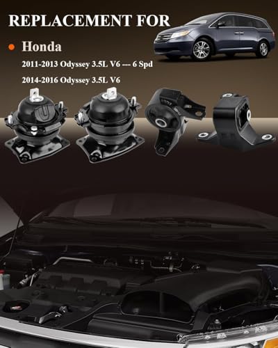 4Pcs Engine Motor Mount & Trans Mount Kit for 2011 2012 2013 Odyssey 3.5L - size: 2011-2013 Honda Odyssey 3.5L V6 6-SPD