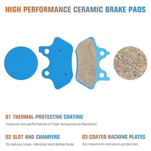 Youxmoto Front & Rear Ceramic Brake Pads Fit for Harley Davidson FLHR/Ci/Si Road King &FLHT/FLHTi Electra Glide Standard &FLHTCU-I Electra Glide Ultra Classic 2000 2001 2002 2003 2004 2005 2006 2007
