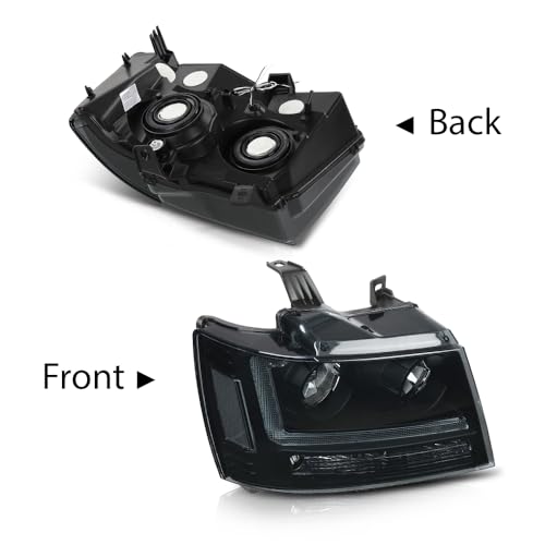 G-PLUS Headlights Assembly Projector Factory Headlamps Compatible with Chevy Tahoe Suburban 2007-2014 Smoky Lens Black Housing Clear Reflector Left & Right Bumper Head Light,faros delanteros - size: [LED Smoky] 2007-2014 Suburban