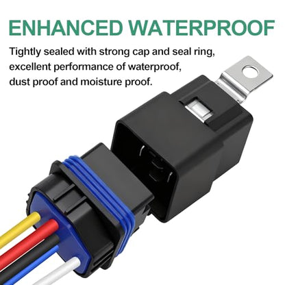 12V 40/30A 5-Pin SPDT Waterproof Relay and 14AWG Harness Kit - size: 12V 5Pin