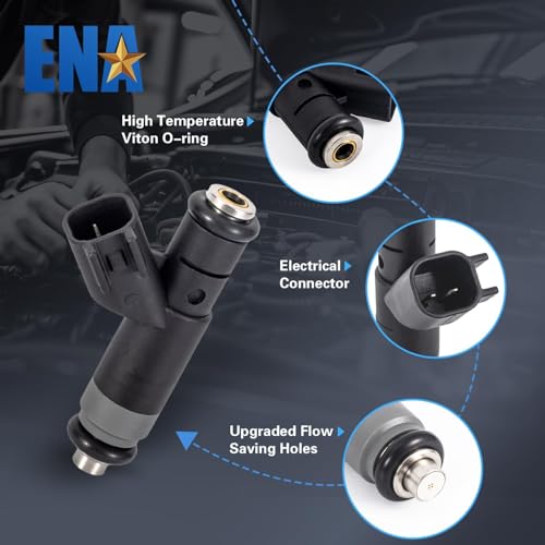 ENA 4 Holes Fuel Injectors Set of 4 Compatible with Replacement for Chrysler Dodge PT Cruiser Sebring 2004-2010 Caravan Neon SX Stratus 2004-2007 L4 2.4L Replacement for FJ483 8001490N FI11350S
