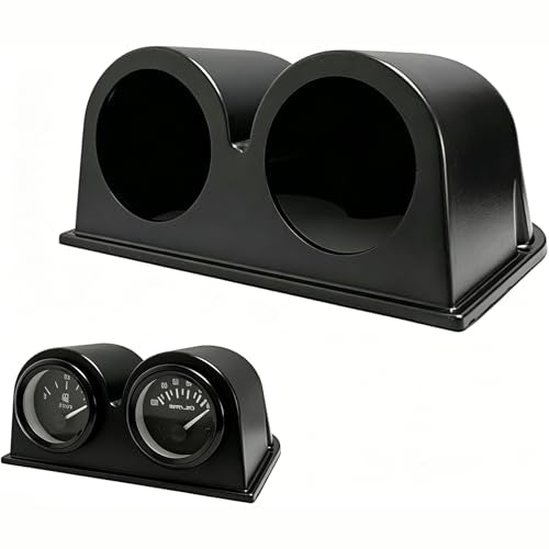 Universal Black 2" 52mm Triple 3 Hole Pillar Gauge Pod Holder, Automotive Housing Pods, ABS Plastic Auto Dash Mount Bracket, Dashboard Meter Cup Holder for Cars, Trucks (Double) - color: Double