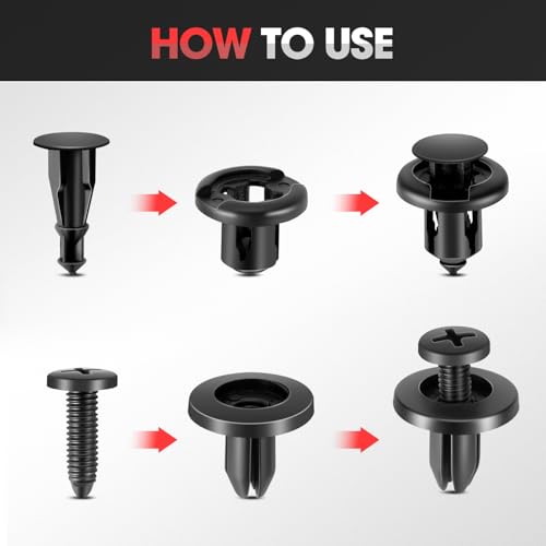 DNA Motoring 200pcs Car Push Retainer Clips Bumper Clips, Universal Sizes Plastic Push Panel Fender Clip, Bumper Fender Rivets, TOOLS-00737 - style: 200pcs