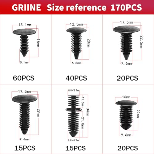 170PCS Universal Auto Body Shield Retainer Fastener Clip Assortment - Christmas Tree Style & Double End Xmas Tree Retainers, Car Truck Vehicle Fender Bumper Shield Door Panel Push Pins Rivets - size: 170 Pcs