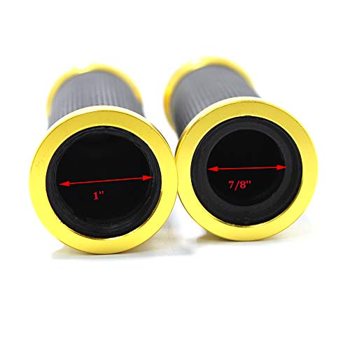 Motorcycle 7/8" CNC Hand Grips Aluminum Rubber Gel Handlebar for Sport Bike(Red) - color: Gold