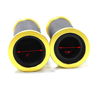 Motorcycle 7/8" CNC Hand Grips Aluminum Rubber Gel Handlebar for Sport Bike(Red) - color: Gold