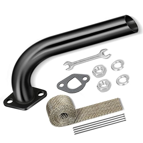 FVRITO Mini Bike Exhaust Pipe Kit for Predator 212cc 224cc 196cc Coleman CT200U BT200X CT200U-EX 6.5hp GX160 GX200 Small Engine Baja Warrior Massimo MB200 Go Kart Parts Black - color: Black