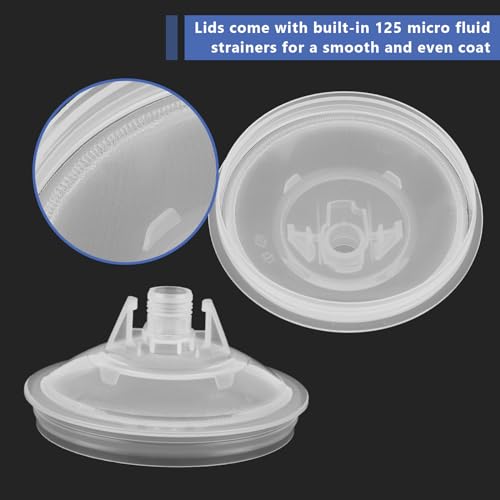 YAYODS 25 Pack Disposable Paint Sprayer Gun Cup Liners and Lid System for Spray Gun, Paint Cups 22 Ounce (650ml) Kit with 25 Mixing Cup Liners, 25 Lids, 10 Plugs, 1 Hard Cup with Retainer Ring