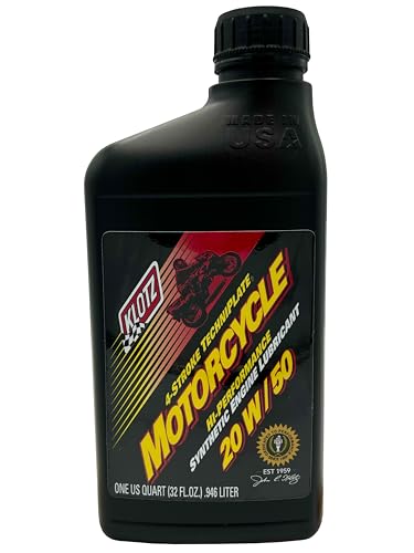 Klotz Motorcycle TechniPlate with Integrated Transmission, Hi-Performance Synthetic Motor Oil Lubricant for 4-Stroke Engines | 20W-50 – KL-850 – 1 Quart - size: 20W-50