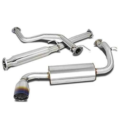DNA MOTORING CBE-HC88-BT Stainless Steel Cat Back Exhaust System [Compatible with 88-91 Honda Civic 3-Door Hatchback] - style: Round Burnt