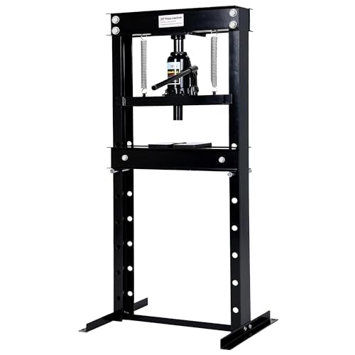 20 Ton H-Frame Hydraulic Shop Press with Adjustable Work Table & Plates - color: Black