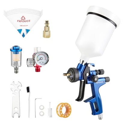 HVLP Air Spray Gun Kit 1.4mm, Professional Automotive Paint Sprayer - color: Blue, size: 1.4mm