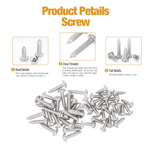 Automotive Screws and Clips, 100PCS Car U‑Clips Nuts 6/8/10/12 Assortment Interior Trim Fasteners with Stainless Steel Screws for Dash Door Panel Interior