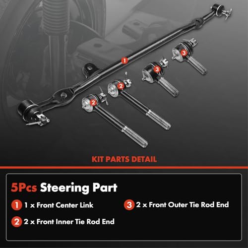 A-Premium 5Pcs Front Suspension Kit, Inner Outer Tie Rod End, Center Link,