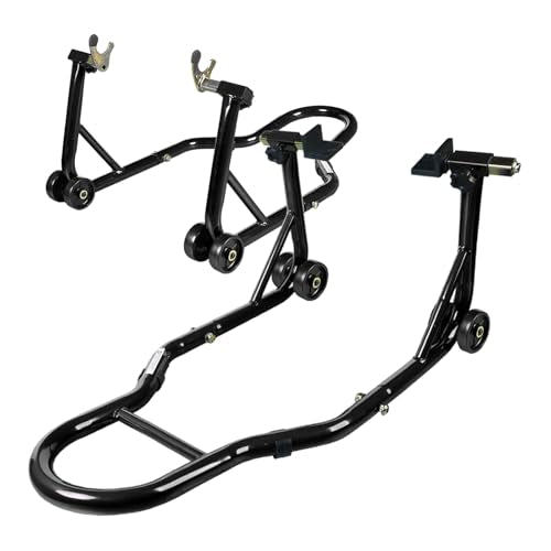 Motorcycle Stand Lift, Universal Paddock Lift Stand, 1100lbs Front Rear Combo Stand Lift Stand, Rear U+L Fork Swingarm Spool Stand 2-Pack Black - color: Black-2 packs