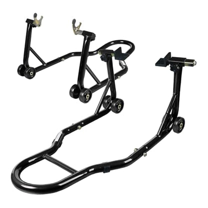 Motorcycle Stand Lift, Universal Paddock Lift Stand, 1100lbs Front Rear Combo Stand Lift Stand, Rear U+L Fork Swingarm Spool Stand 2-Pack Black - color: Black-2 packs