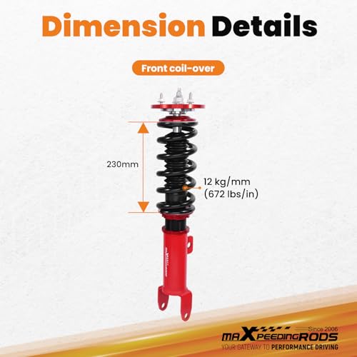 maXpeedingrods Front Coilovers for Dodge Challenger/Charger RWD 2011-2022, for Chrysler 300 RWD 2011-2022, 24 Levels Damper Adjustable Coilovers Suspension Kit, Height Adjustable Lowering Kit Red