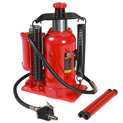 Big RED AQD20TR Air Hydraulic Bottle Jack: Heavy Duty Professional Lift with Dual-Power Operation, 10.24"-20.08" Adjustable Lift Range & Safety Valve - 20 Ton (40,000 LBS) - color: Red, size: 20 Ton (40,000 lbs), style: 20 Ton (40,000 lbs)/AirJack