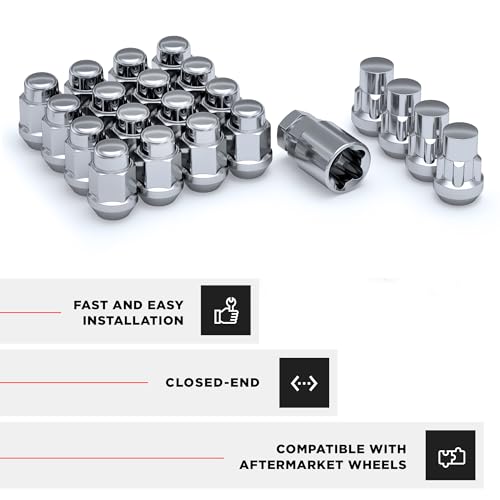 White Knight 791707SAM Chrome M12x1.50 Bulge Acorn Lug Nut Kit with Wheel Locks, 20 Pack - size: 3/4" Hex