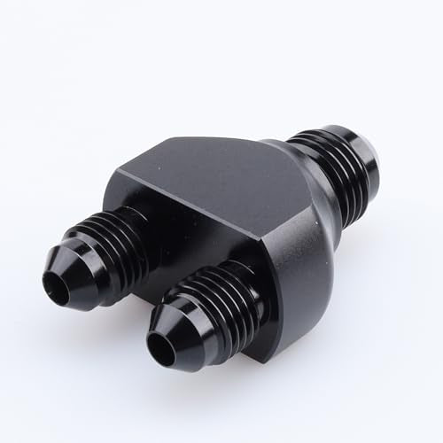 AC PERFORMANCE -6 AN In to -4 AN Out Y Block Splitter Fuel Fitting Aluminum Black - color: Black, size: 6AN to 2 x 4AN