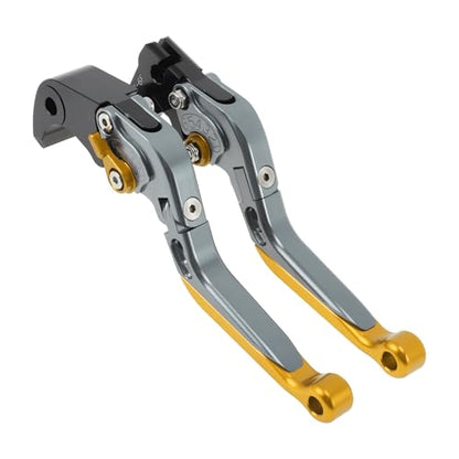 Brake Clutch Levers for Yamaha YZF-R7 21-25 6 Position Adjustable - color: Titanium Handle Gold Tone End