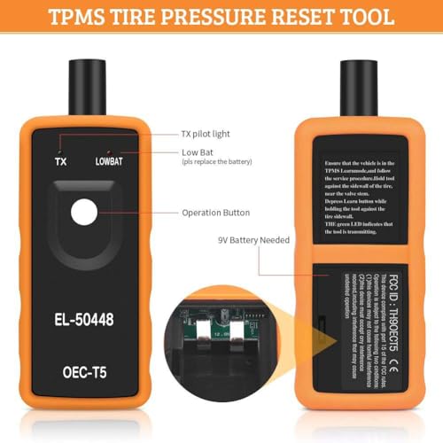 Greyghost TPMS Relearn Tool for GM, EL-50448 Orange TPMS Reset Tool Tire Sensor Tire Pressure Monitor System Activation Tool, OEC-T5 for GM Series Vehicles 2006-2021