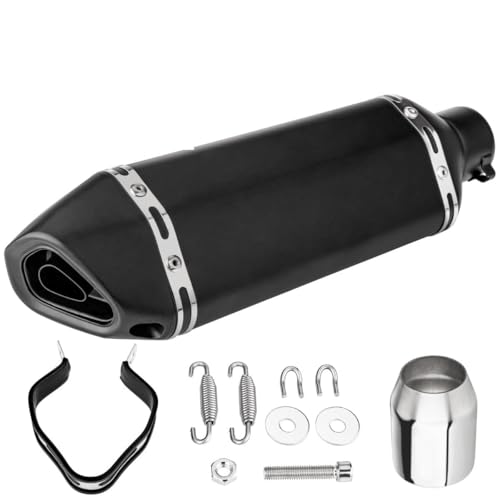 Exhaust Muffler Matt Black 1.5-2"Inlet with Removable DB Killer for Street/Sport Motorcycles and Scooters with 38-51mm Diameter Exhaust Pipes (Black) - color: Black