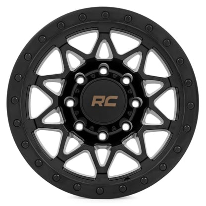 Rough Country 78 Series One Piece Aluminum Wheel with Simulated Beadlock - 18x9, 6x5.5" Bolt Pattern, +0mm Offset, Rugged 10-Spoke Design, Semi Gloss Black