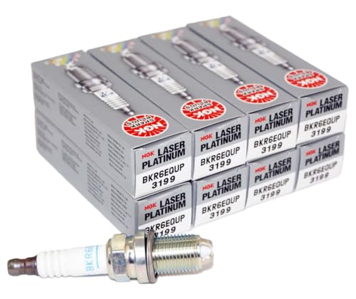 NGK 3199 Laser Platinum Spark Plugs BKR6EQUP, Pack of 8