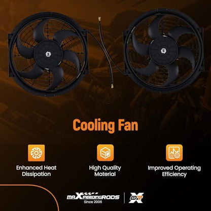 maXpeedingrods 2X 10 inch Universal Slim Fan Push Pull Electric Radiator Cooling 12V Mount Kit - size: 10 inch