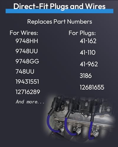 Iridium Spark Plugs and 10mm Blue Wires Set for Chevy GMC LS V8