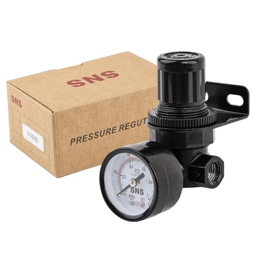 SNS Air Compressor Pressure Regulator With Bracket and Gauge Female Thread 1/4 NPT Adjustable R-N07BG - size: 1/4 inches