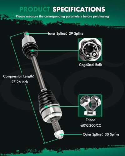 SCITOO Front CV Axle Drive Shaft Assembly Fit For Honda For Accord 3.5L 2008-2012 Front Left Driver Side NCV36586 66-4254 AT
