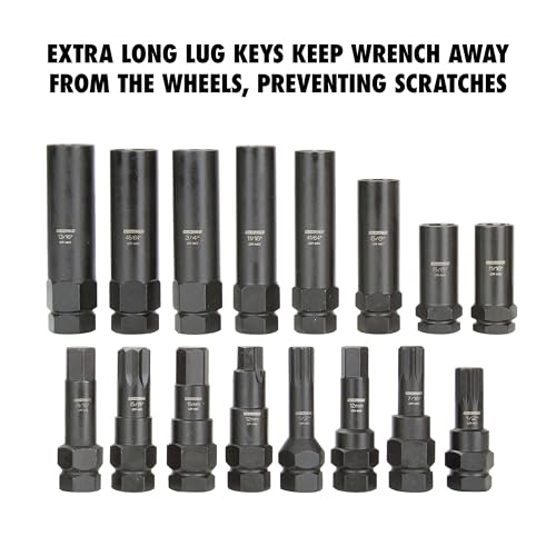 OEMTOOLS 16-Pc Lug Nut Socket Set, Impact Socket Set Removes Aftermarket Lug Nuts, Prevents Wheel Damage, Scratch-Free Removal