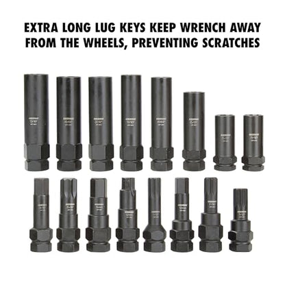 OEMTOOLS 16-Pc Lug Nut Socket Set, Impact Socket Set Removes Aftermarket Lug Nuts, Prevents Wheel Damage, Scratch-Free Removal