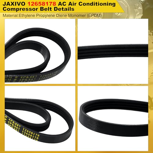12658178 AC Air Conditioning Compressor Belt Compatible with 15-25 Escalade ESV 6.2L,14-25 Silverado/Sierra 1500 4.3L/5.3L/6.2L,15-25 Tahoe Yukon XL 5.3L/6.2L,Replace 4PK887SF 4040349S - size: 4PK887-887mm