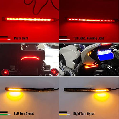 Motorcycle LED Turn Signal Tail Brake Stop Integrated Light 8" Rear LED Motorcycle Taillight License Plate Light Strip for Bike ATV SUV