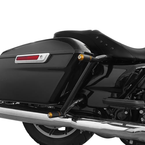 TCT-MOTORPARTS Rear Saddlebag Support Guards Rails Fit For Harley Touring Road King Street Electra Glide Road Glide 2009-2024 Gold+Black - color: Black+Gold Saddlebags Bar
