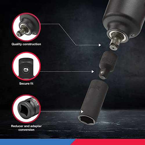 NEIKO 30249A 5 Piece Impact Socket Adapter Set, Standard SAE, 1/4, 3/8, 1/2" Cr-V Steel Impact Driver & Wrench Conversion Kit Socket Reducer, Locking Socket Adapter Set - size: 5-Pc, style: Adapter Reducer