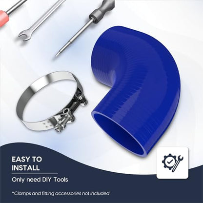 Endure 90 Degree Silicone Elbow Intake Hose 4-Ply, 3.5"(89mm) - Blue - color: Blue, size: ID - 3.5Inch(89mm)
