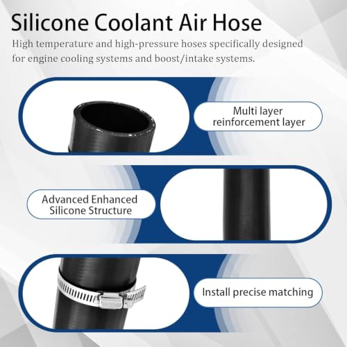 1.5 "Silicone Coolant Air Hose 12" Length with 2 Clamps – Turbo Intake Radiator Coupler Hose (45 Degree, 1 1/2" ID) - color: 45 Degree black, size: 1 1/2" ID